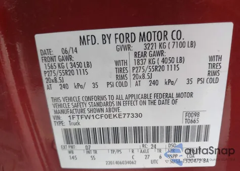 2014 Ford F-150 Stx from USA, damaged, VIN 1FTFW1CF0EKE77330